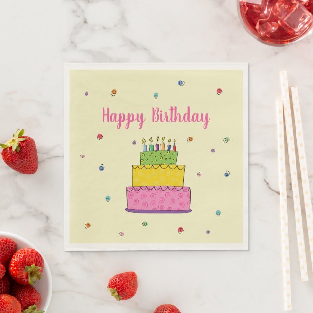 Guardanapo De Papel Bolo de Aniversário Vela Caprichosa (Insitu)