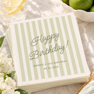 Guardanapo De Papel Bolo de Aniversário Verde Salvia Chic Costeiro Nom