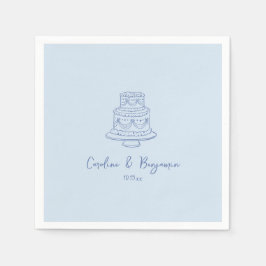 Guardanapo De Papel Bolo de Casamento Azul Legal Manuscrito Personaliz