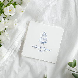 Guardanapo De Papel Bolo de Casamento de Portas Azuis Francês, Manuscr