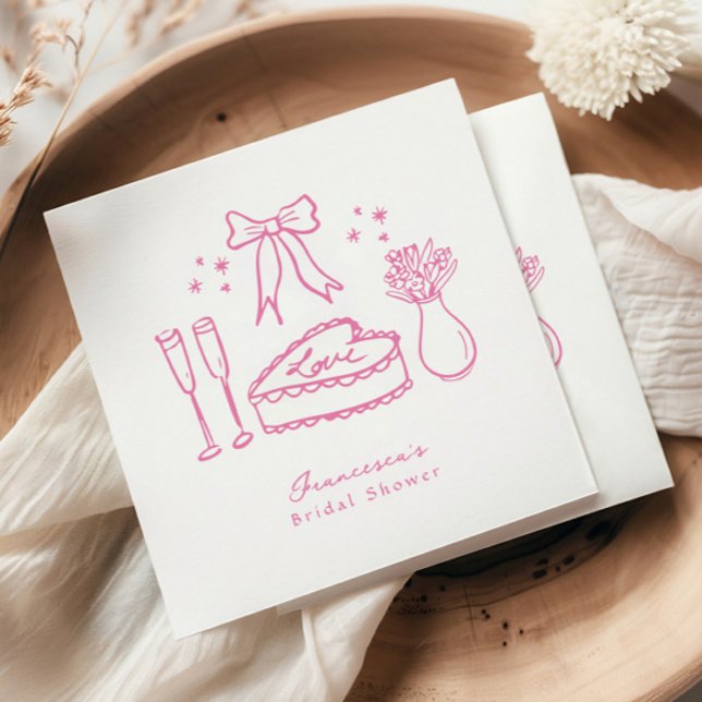 Guardanapo De Papel Bolo de Champanhe com Laço Rosa Caprichoso Chá de  (Criador carregado)