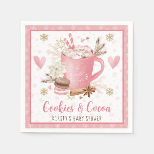 Guardanapo De Papel Bolo de Criança de Cookies Rosa e Cacau em Aquarel