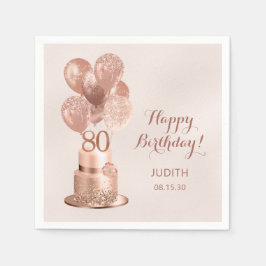 Guardanapo De Papel Bolo de Ouro Rosa de 80 Anos de Idade
