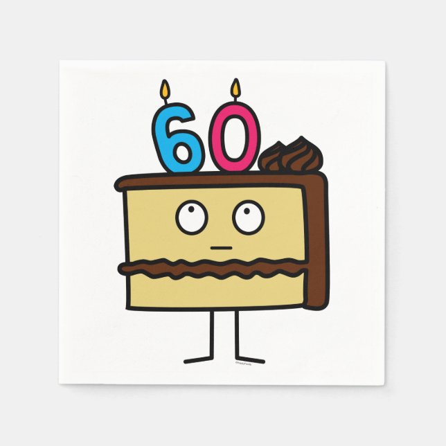 Guardanapo De Papel Bolo de Sessenta Dias de Aniversário com Velas (Frente)