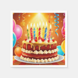 Guardanapo De Papel Bolo e Velas de Aniversário