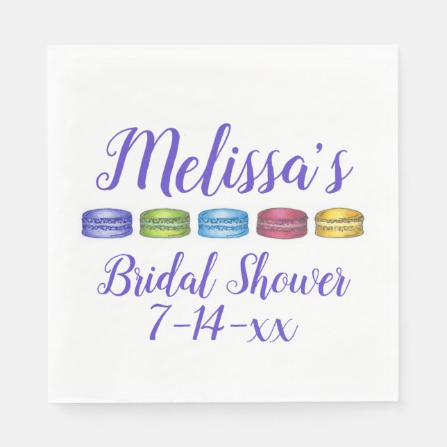 Guardanapo De Papel Bolo Macaron Francês Pastel Festa de Noivado (Frente)