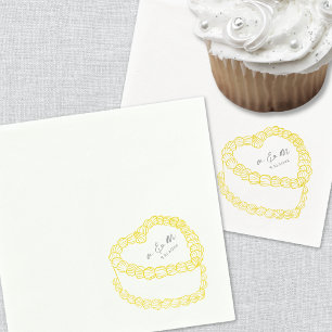Guardanapo De Papel Bolo Vintage Desenhado à Mão Amarelo Casamento Cap