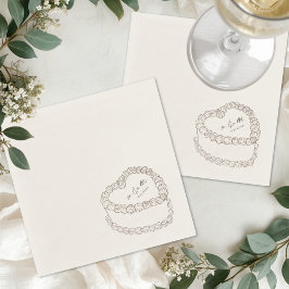 Guardanapo De Papel Bolo Vintage Desenhado à Mão Casamento Caprichoso