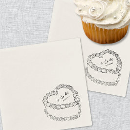 Guardanapo De Papel Bolo Vintage Desenhado à Mão Casamento Caprichoso