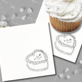 Guardanapo De Papel Bolo Vintage Desenhado à Mão Casamento Caprichoso