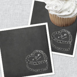 Guardanapo De Papel Bolo Vintage Desenhado à Mão Quadro Negro Casament