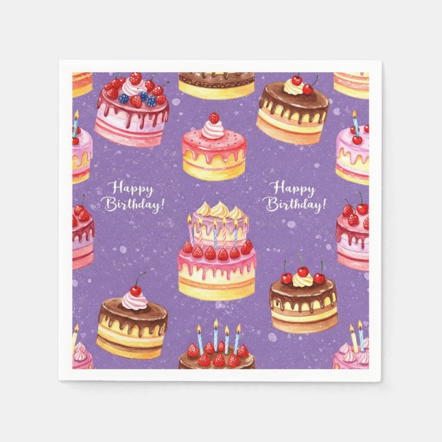 Guardanapo De Papel Bolos com Velas, por Natasha Us (Frente)