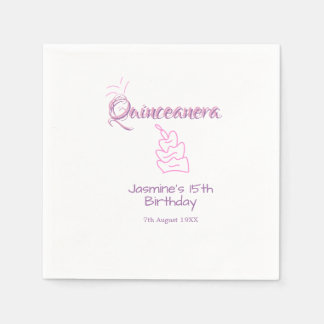 Guardanapo De Papel bolos de 15 anos de idade da quinceanera roxo rosa