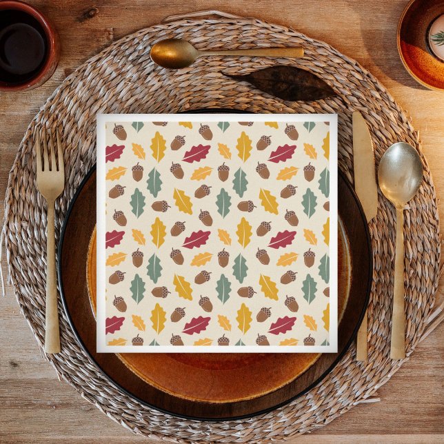 Guardanapo De Papel Bolota e Folhas de outono (Acorn & Fall Leaves Napkins)