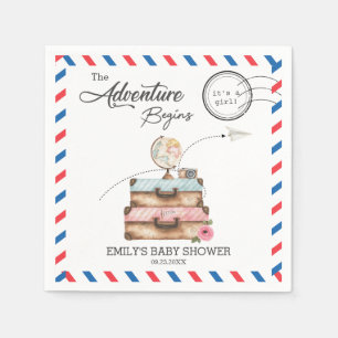 Guardanapo De Papel Bolsa Antiga Baby Shower Menina Aventura Postal