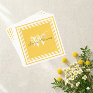 Guardanapo De Papel Bolsa de Bolo Elegante de Monograma Amarelo Sunny