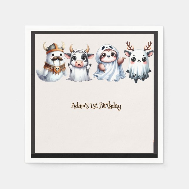 Guardanapo De Papel Bom aniversário do Halloween (Frente)