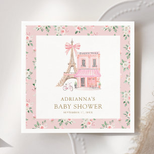 Guardanapo De Papel Bom Dia Bebê Rosa Café Francês Parisiense Chá de B