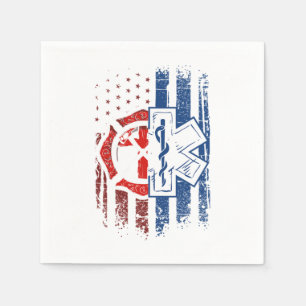 Guardanapo De Papel Bombeiro paramédico Patriótico EMT EUA Flag EMS