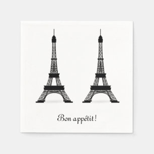 Guardanapo De Papel Bon francês preto Appetit das torres Eiffel do