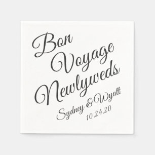 Guardanapo De Papel Bon Voyage Black no Partido Personalizado Branco N