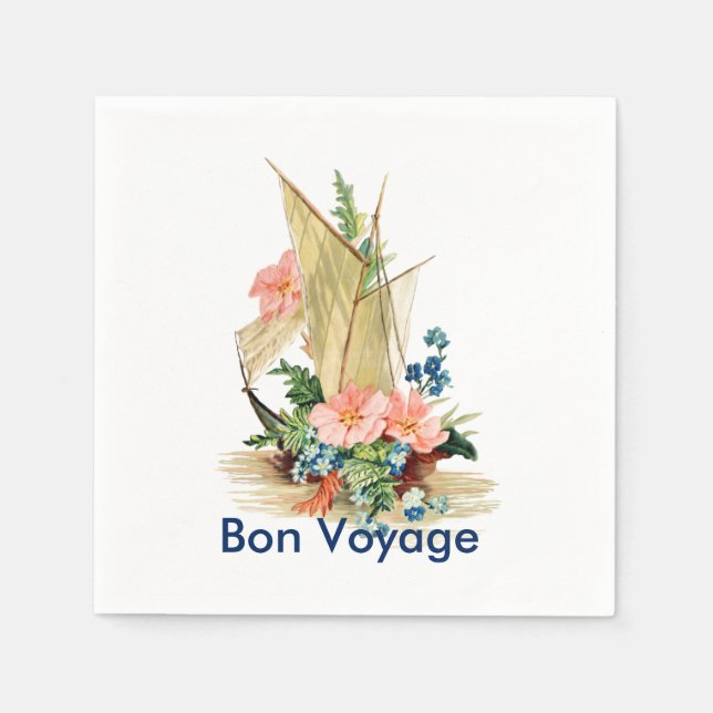 Guardanapo De Papel Bon Voyage Party, Oriental Junk Sailboat (Frente)