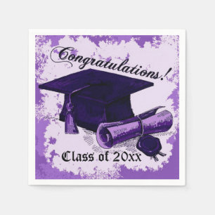 Guardanapo De Papel Boné de formatura Roxo e Diploma Napkins