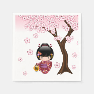 Guardanapo De Papel Boneca Sakura Kokeshi - Garota Geisha Japonesa Bon