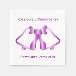 Guardanapo De Papel Bonecas De Casamento Roxo, Sinos E Fita