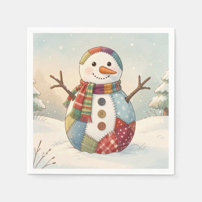 Guardanapo De Papel Boneco de Neve Alegre (Frente)