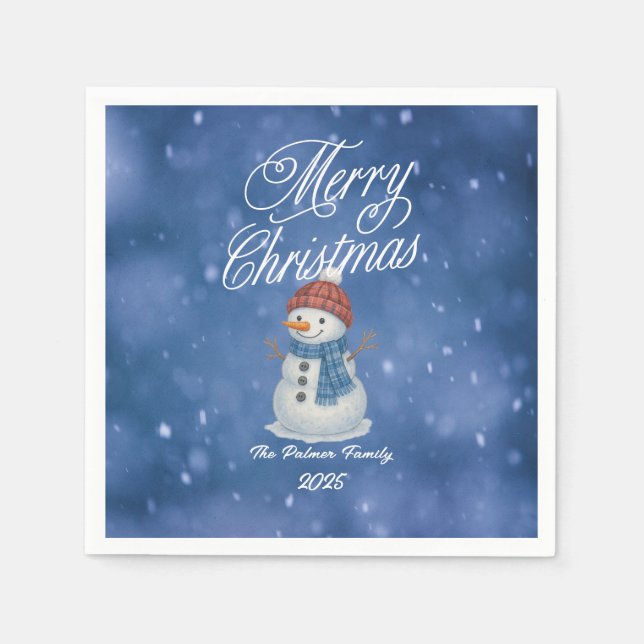 Guardanapo De Papel Boneco de Neve Caprichoso Feliz Natal (Frente)