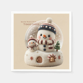 Guardanapo De Papel Boneco de Neve em Globo de Neve em Feltro Fino