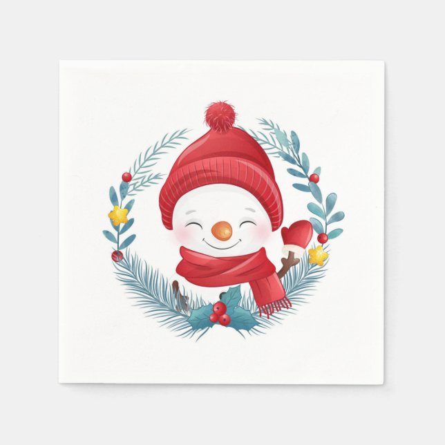 Guardanapo De Papel Boneco de Neve Fofo  (Frente)
