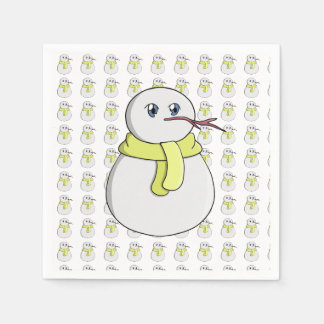 Guardanapo De Papel Boneco de neve vestindo um cachecol amarelo
