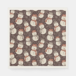 Guardanapo De Papel Bonecos de neve serenos - padrão de Natal vermelho
