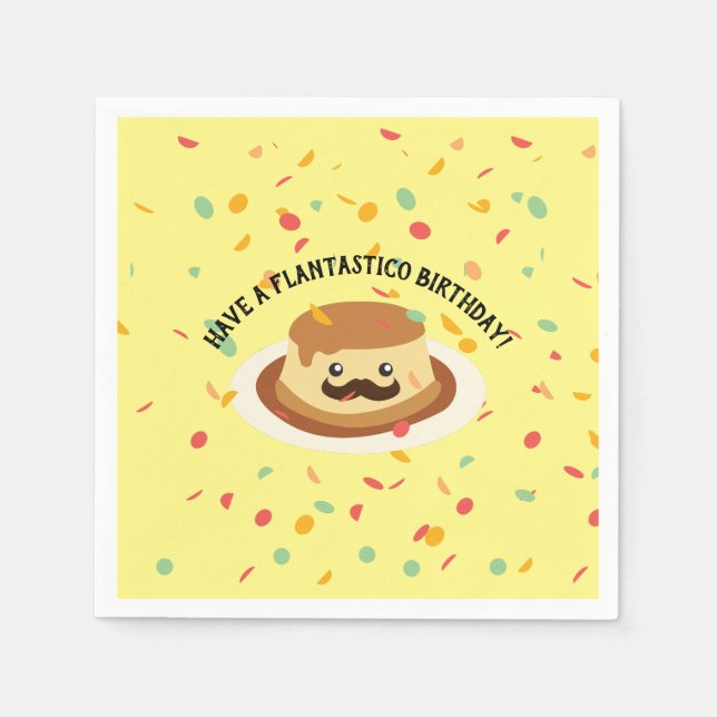 Guardanapo De Papel Bonita e Engraçada Tem Flantastico Birthday Flan (Frente)