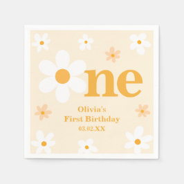 Guardanapo De Papel Bonita Margarida Amarela Uma Rapariga de Aniversár