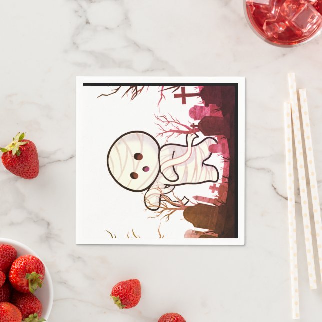 Guardanapo De Papel Bonita múmia de Halloween em Spooky Graveyard - En (Insitu)