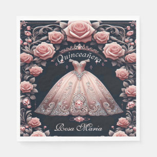 Guardanapo De Papel Bonita Quinceañera Rosa