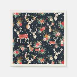 Guardanapo De Papel Bonita Reindeer Floral de Natal