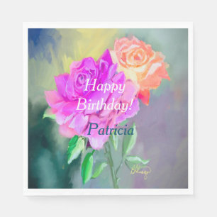 Guardanapo De Papel Bonitas rosas pintadas para ocasião especial