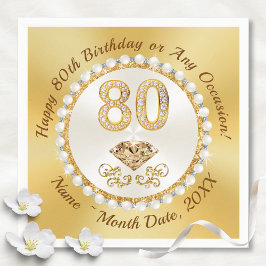 Guardanapo De Papel Bonito, 80 de Aniversário Napkins, Personalizado