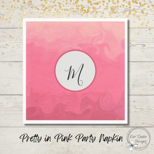 Guardanapo De Papel Bonito a rosa com monograma (Criador carregado)