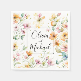 Guardanapo De Papel Bonito Boho Orange Pink Watercolor Flores