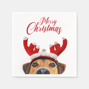 Guardanapo De Papel Bonito Cachorro de Natal Reindeer Antler Headband