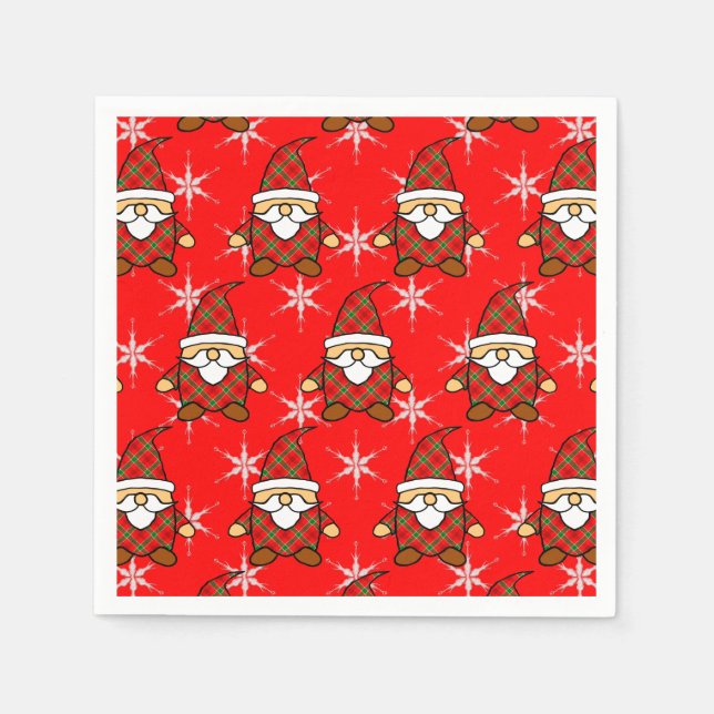 Guardanapo De Papel Bonito Cartonagem Gnomo Padrão de Natal Napkins (Frente)