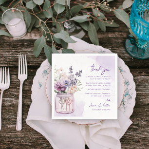 Guardanapo De Papel Bonito Casamento Floral Purple Obrigado Mensagem