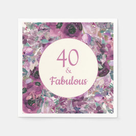 Guardanapo De Papel Bonito Cor de Água Púrpura Floral 40 Fabuloso