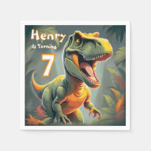 Bonito Dino T Rex Papel de Festa de aniversário Na