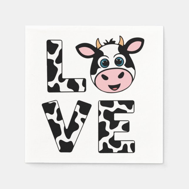 Guardanapo De Papel Bonito Eu Adoro Vacas (Frente)